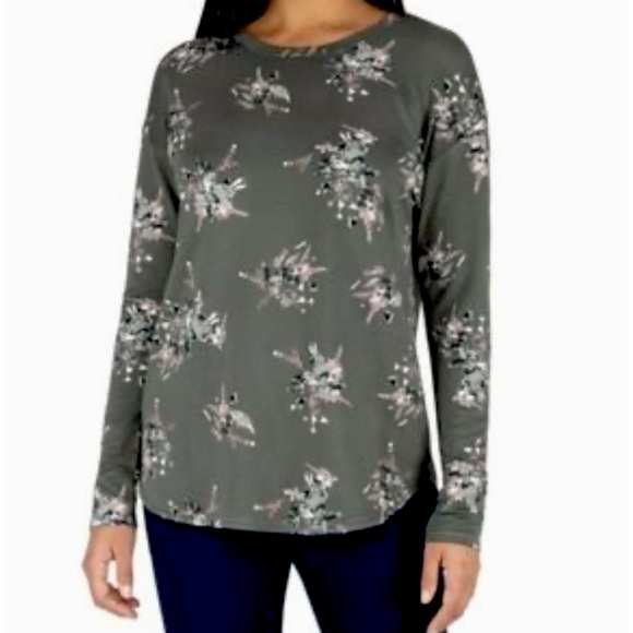 CATHERINE MALANDRINO Green Abstract Floral Long Sleeved Top!!! - Picture 7 of 10